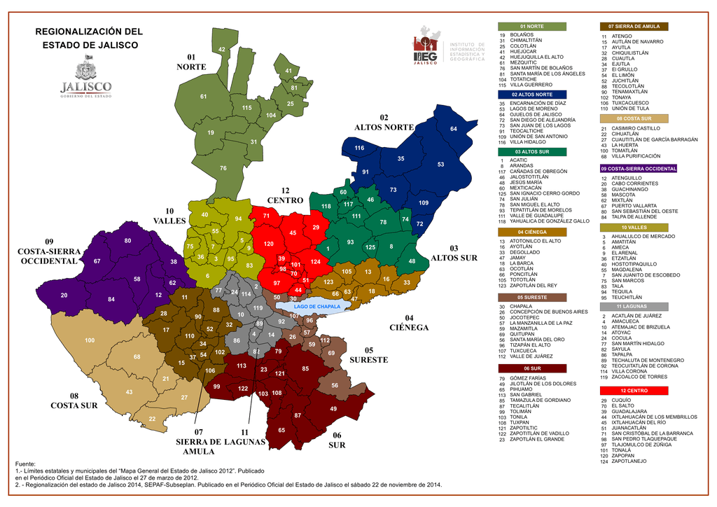 Mapa de Jalisco con municipios y división territorial Lamudi