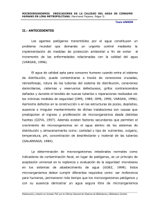 ANTECEDENTES Los agentes patógenos transmitidos por el agua