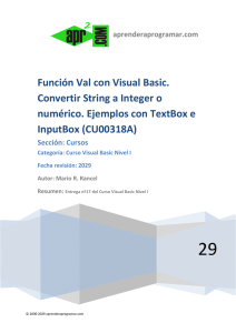 Función Val con Visual Basic. Convertir String a Integer o numérico
