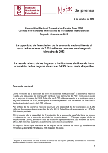 La capacidad de financiación de la economía nacional frente al