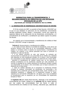 NORMATIVA PARA LA TRANSFERENCIA Y RECONOCIMIENTO