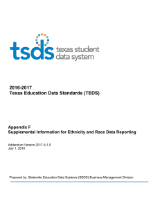 2016-2017 Texas Education Data Standards (TEDS) Appendix F