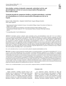 Intra-thallus variation of phenolic compounds, antioxidant activity