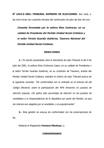 Consulta formulada por la señora Rina Contreras, en su calidad de