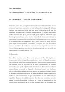 José María Aznar Artículo publicado en "La Nueva Rioja" (23 de