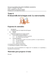 Tema 4. El desarrollo de la lengua oral. La conversación. Esquema