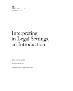 Interpreting in Legal Settings, an Introduction