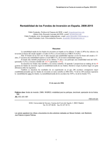 Rentabilidad de los Fondos de Inversión en España. 2000-2015