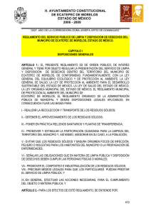 Reglamento del Servicio P&uacute;blico de Limpia y Disposici&oacute;n