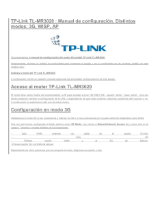 TP-Link TL-MR3020 : Manual de configuración. Distintos modos: 3G