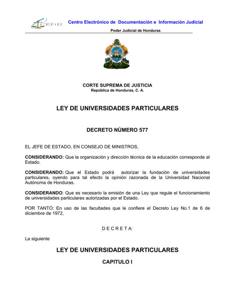 Ley de Universidades Particulares