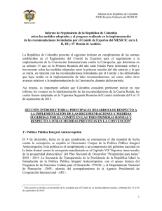 Informe de Seguimiento de la República de Colombia sobre las