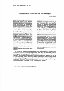 Métaphysique et histoire de l`être ehes Heidegger