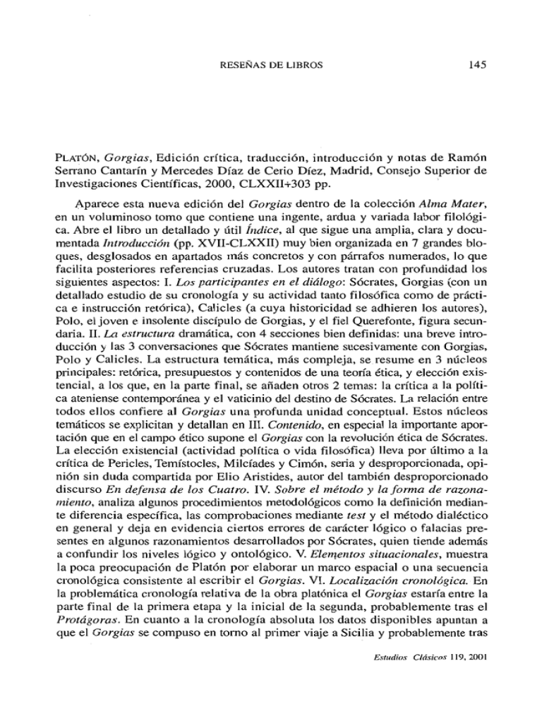 PLAT N Gorgias Edici n Cr tica Traducci n