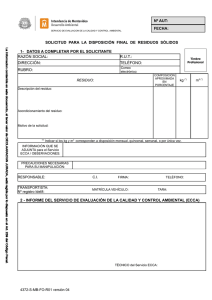 formulario de solicitud para la disposición final de residuos sólidos