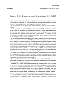 Discurso del Dr. Charreau al asumir la presidencia del CONICET