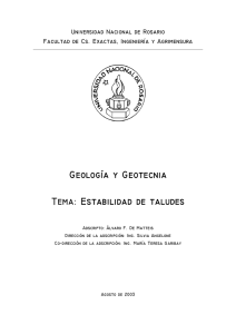 Geología y Geotecnia Tema: Estabilidad de taludes