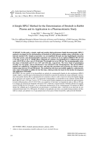 A Simple HPLC Method for the Determination of Ibrutinib in Rabbit