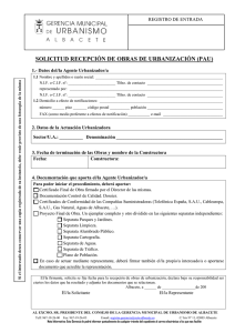 SOLICITUD RECEPCIÓN DE OBRAS DE URBANIZACIÓN (PAU)