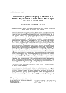 Variables físico-químicas del agua y su influencia en la biomasa del