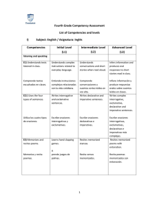 Fourth Grade Competency Assessment List of