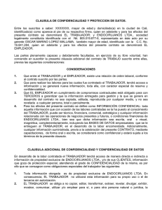 CLAUSULA DE CONFIDENCIALIDAD Y PROTECCION DE DATOS
