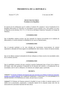 Decreto Ejecutivo N° 2.278 - Banco Central de Venezuela