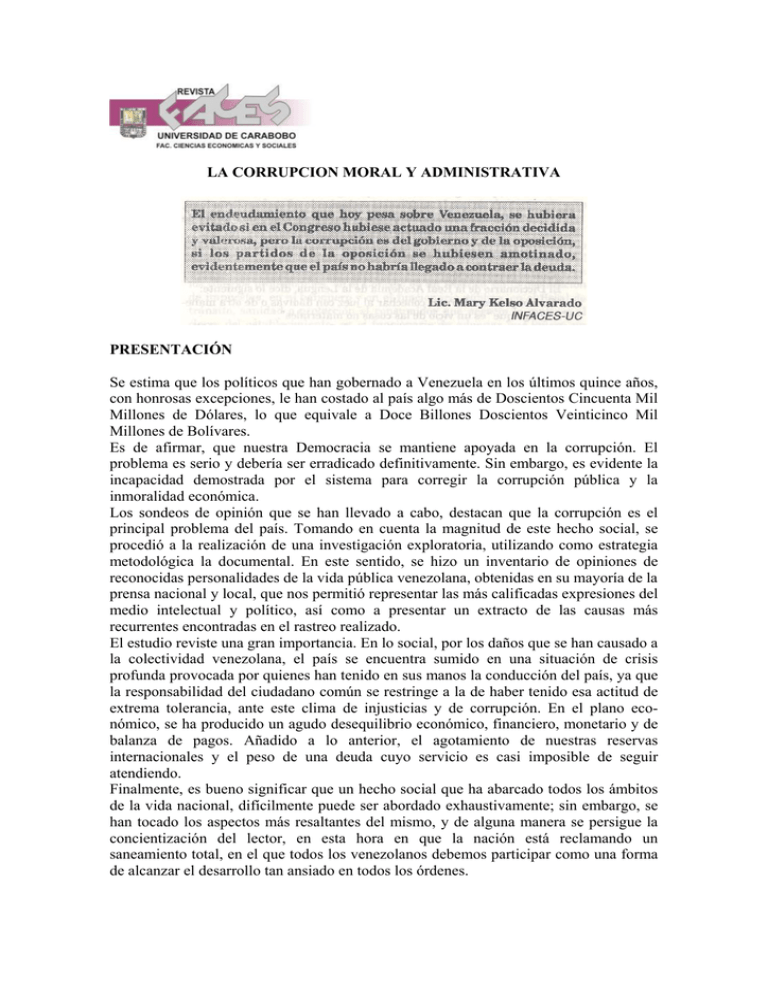 La Corrupci n Moral Y Administrativa 