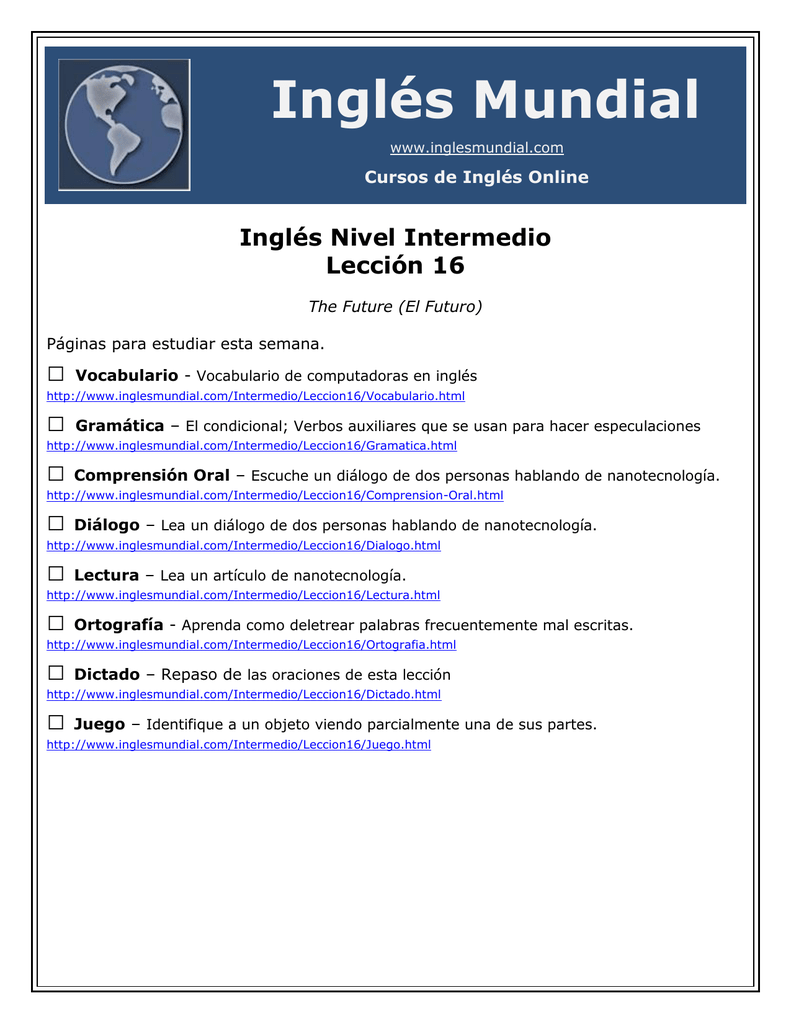 Inglés Intermedio Lección 16