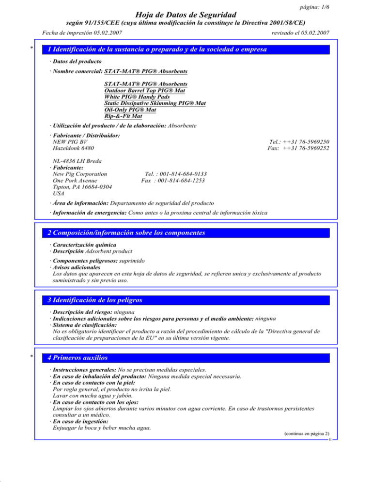 Hoja De Datos De Seguridad (MSDS)