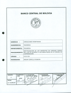 Page 1 BANCO CENTRAL DE BOLIVIA GERENCIA OPERACIONES