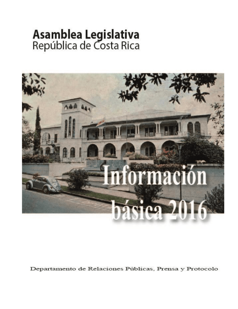 Información Básica Sobre La Asamblea Legislativa De La República