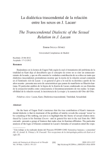 La dialéctica trascendental de la relación entre los sexos en J. Lacan