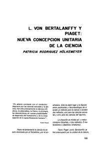 L. VON BERTALANFFY Y PIAGET: NUEVA CONCEPCION