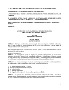 Ley de Acceso de las Mujeres a una Vida Libre de Violencia para el