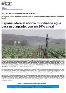 España lidera el ahorro mundial de agua para uso agrario, con un