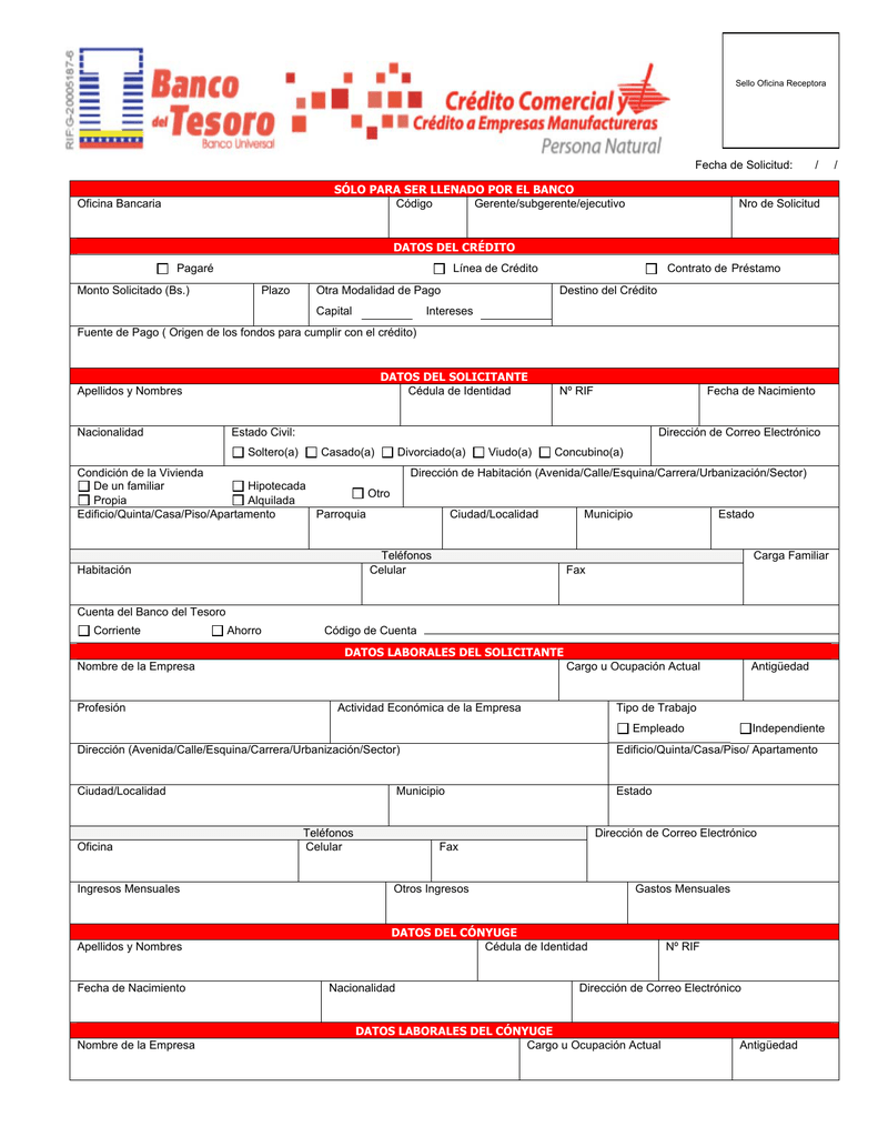 Banco de venezuela planilla solicitud tarjeta de credito