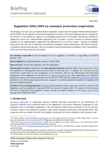 Implementation appraisal, on the current Regulation (of April 2016)