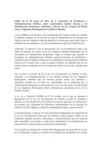 Orden de 11 de mayo de 2011, de la Consejería de Presidencia y