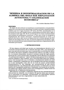 &ldquo;Miner&iacute;a e industrializaci&oacute;n en la Almer&iacute;a del siglo XIX: explotaci&oacute;n
