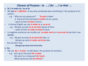 Grammar: Clauses of purpose