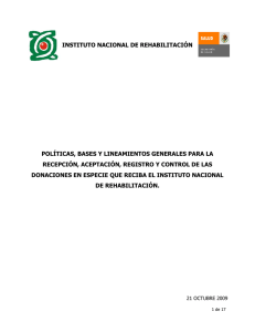 Políticas, Bases y Lineamientos Generales para la Recepción