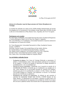 La Plata, 28 de agosto del 2015 Informe de la Reunión Anual de