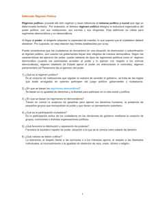 Definici&oacute;n R&eacute;gimen Pol&iacute;tico R&eacute;gimen pol&iacute;tico: procede del lat&iacute;n