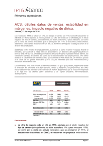 ACS: débiles datos de ventas, estabilidad en márgenes, impacto