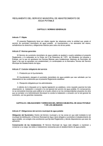 Reglamento Municipal Abastecimiento Agua Potable