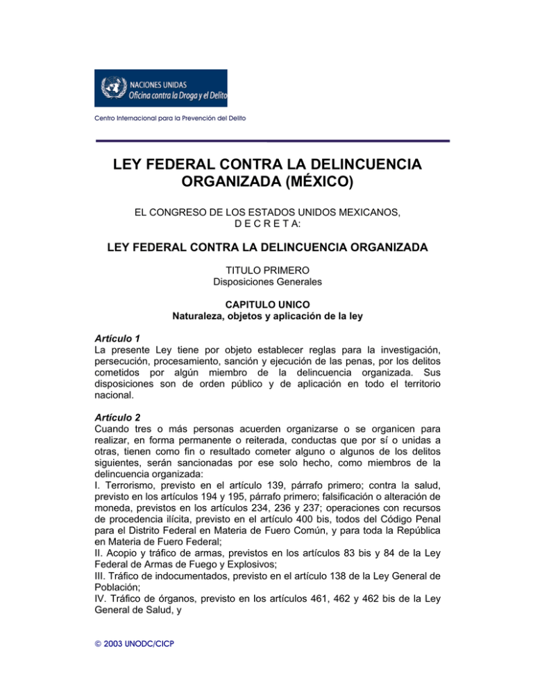 10 Ley Contra Delincuencia Organizada 1 Ley Contra La Delincuencia