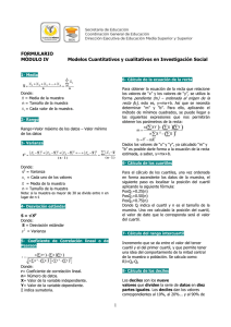 FORMULARIO MÓDULO IV Modelos Cuantitativos y cualitativos en