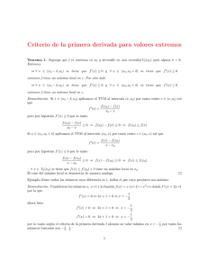 Criterio de la primera derivada para valores extremos
