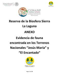Reserva de la Biosfera Sierra La Laguna ANEXO Evidencia de